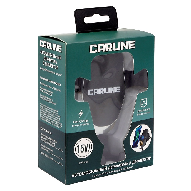 Держатель гравитационный CARLINE® с функцией беспроводной зарядки для телефона/смартфона в дефлектор