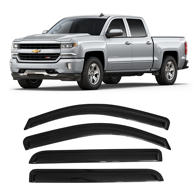 Дефлекторы Chevrolet Silverado 14-18 пикап, нак., неломающиеся, 4шт