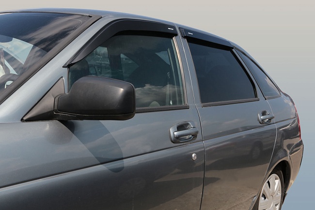 Дефлекторы Lada Priora 07-18/Lada 2110/2112 95-14 седан/хетчбек, нак.,неломающиеся, 4шт МП